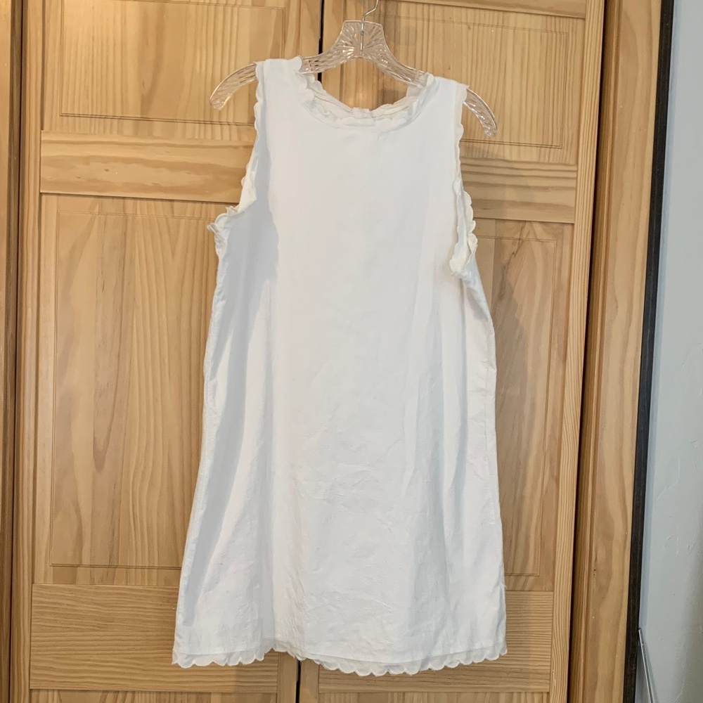 Sleeveless White Mini Dress Cotton Poly